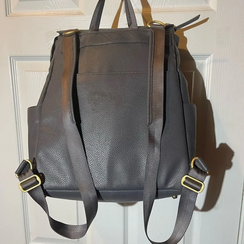 Freshly Picked Diaper Bag convertible backpack Synthetic Gray brass hardwares.